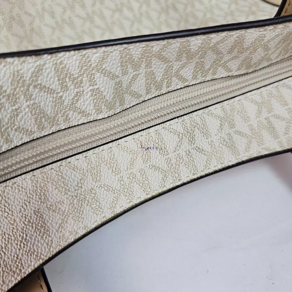 Michael Kors Gold Vanilla MK Signature Tote Shoulder Bag Large Shopper